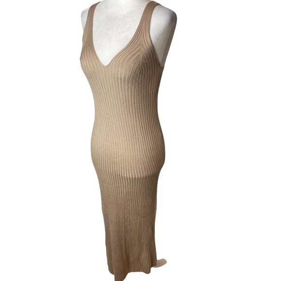 Mod Ref ribbed maxi dress, color tan, bodycon, minimalist size Small, NWOT - Picture 2 of 11